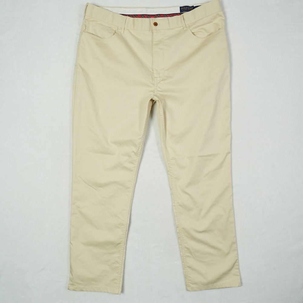 Polo‎ Golf Ralph Lauren Mens Tailored Fit Pants 38x30 Cream Khaki Stretch Chino - Picture 2 of 8